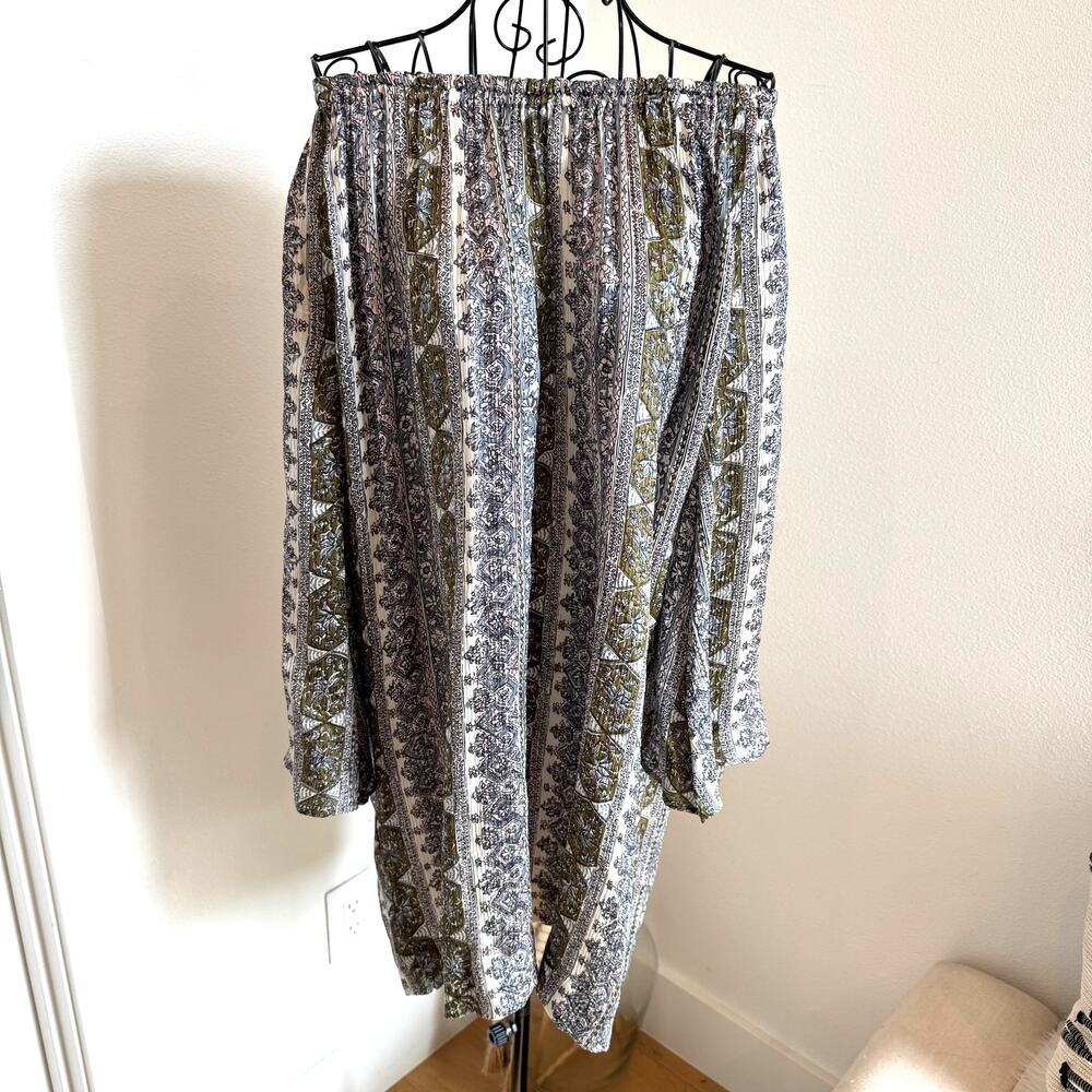 Calypso St Barth Paisley Off The Shoulder Dress Lightweight Silk Boho Resortwear